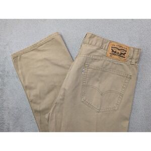 Levi Strauss 505 Mens 36x34 Beige Cotton Straight Fit Casual Pants Trousers